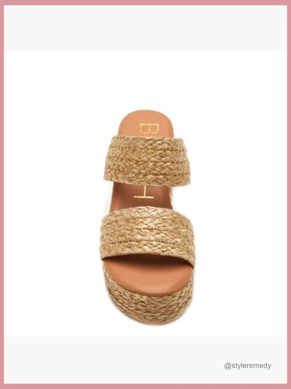 Platform Wedge Sandals - Woven Raffia Upper - Block Heel - Slip On Style